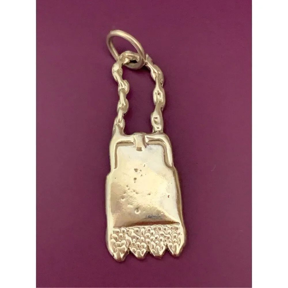 .925 Victorian Vintage Purse with Fringe Sterling Silver Jewelry Charm #purse